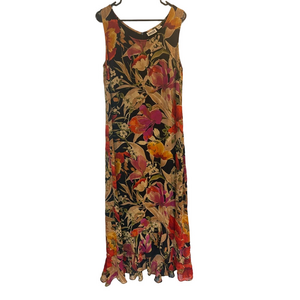 Vintage Chico’s Design Floral Maxi Dress Sleeveless Multicolor Size 1
